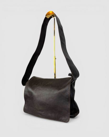 Celine Leather Brown Zip & Flap Over Shoulder/Crossbody Messenger Bag