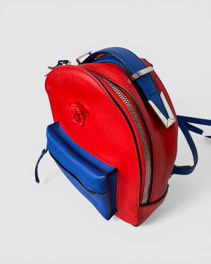 Versace Medusa Red & Blue Leather Backpack