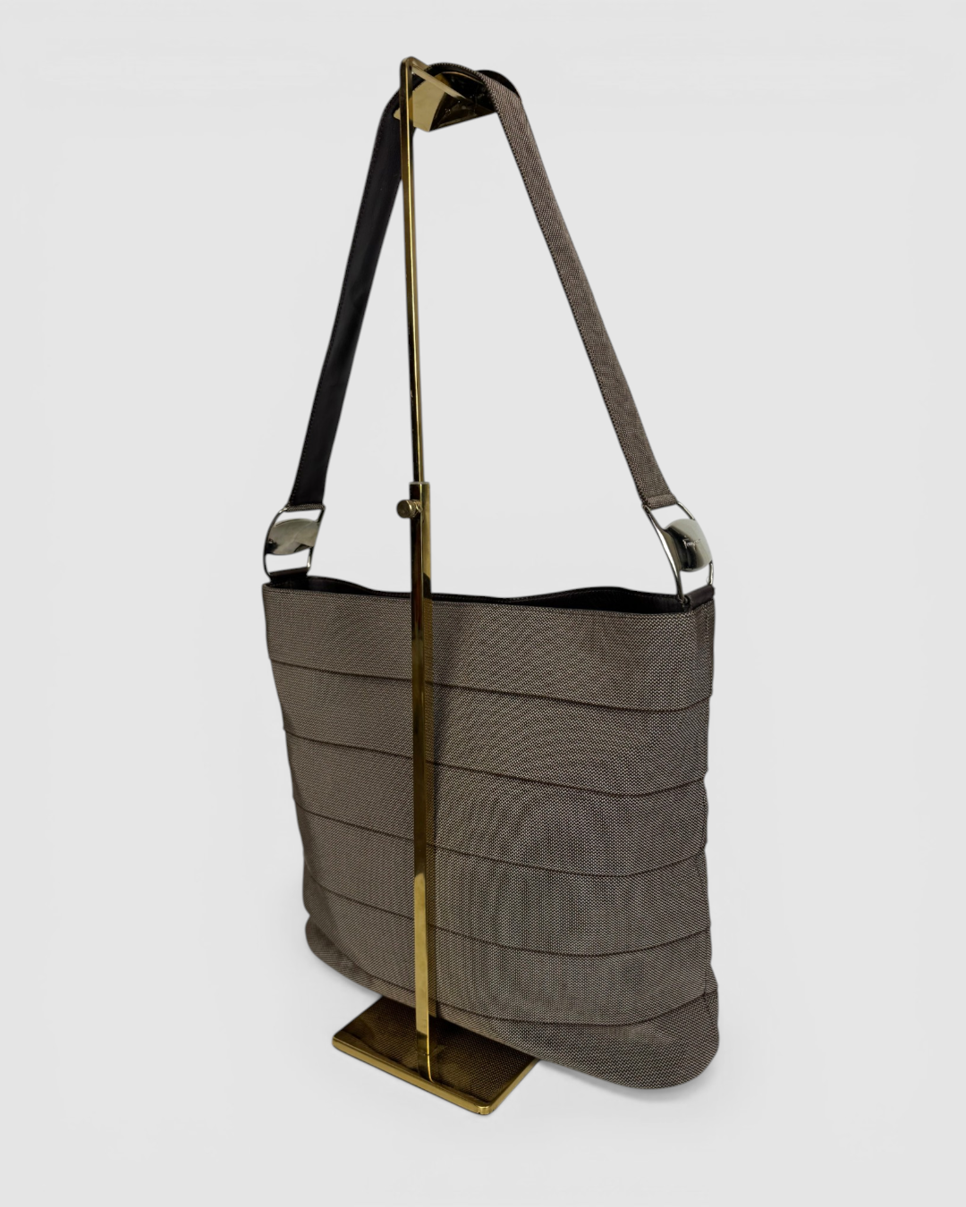 Salvatore Ferragamo Brown Leather Tiered Shoulder Bag w Dust Bag