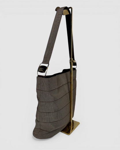 Salvatore Ferragamo Brown Leather Tiered Shoulder Bag w Dust Bag