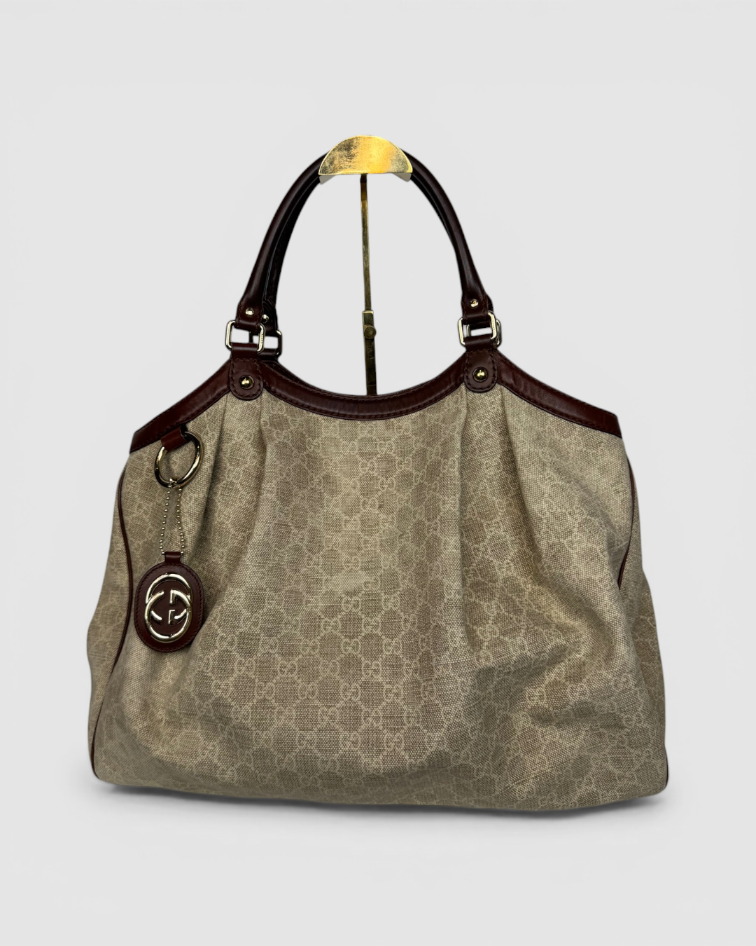 Gucci Beige Canvas GG Sukey Tote