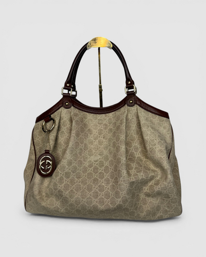 Gucci Beige Canvas GG Sukey Tote