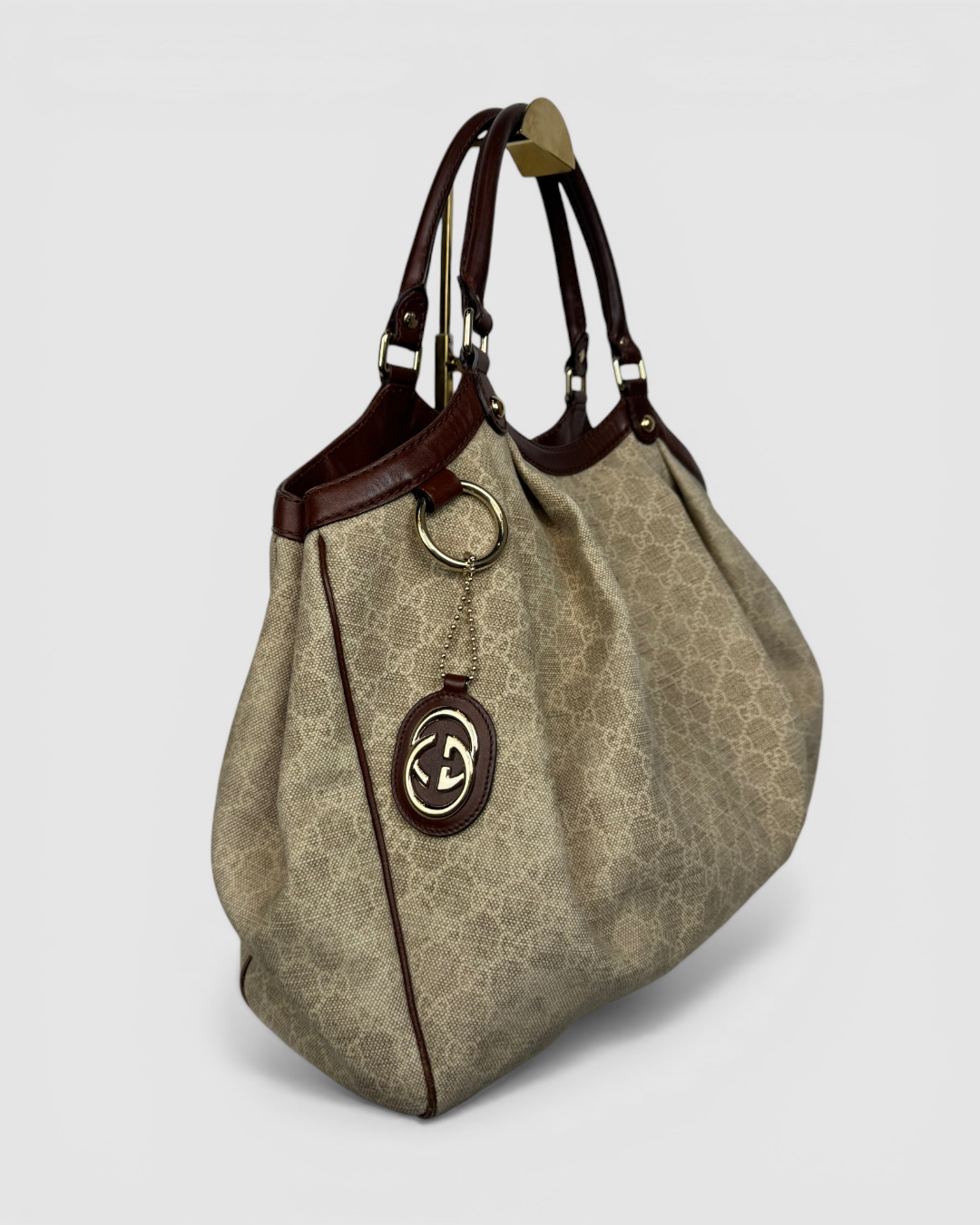 Gucci Beige Canvas GG Sukey Tote