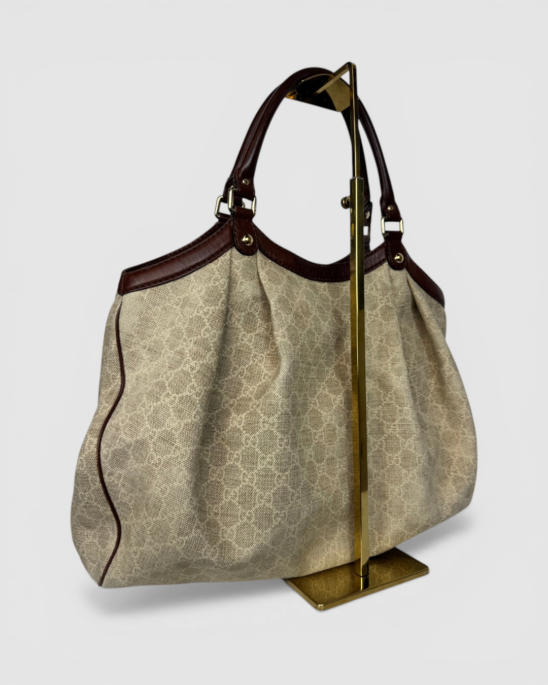 Gucci Beige Canvas GG Sukey Tote