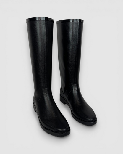Stuart Weitzman Black "Ottawa" Knee-Length Rain Boots