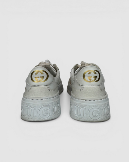 Gucci White GG Embossed Low-Top Sneakers