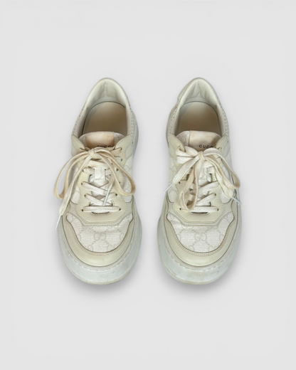 Gucci White GG Embossed Low-Top Sneakers