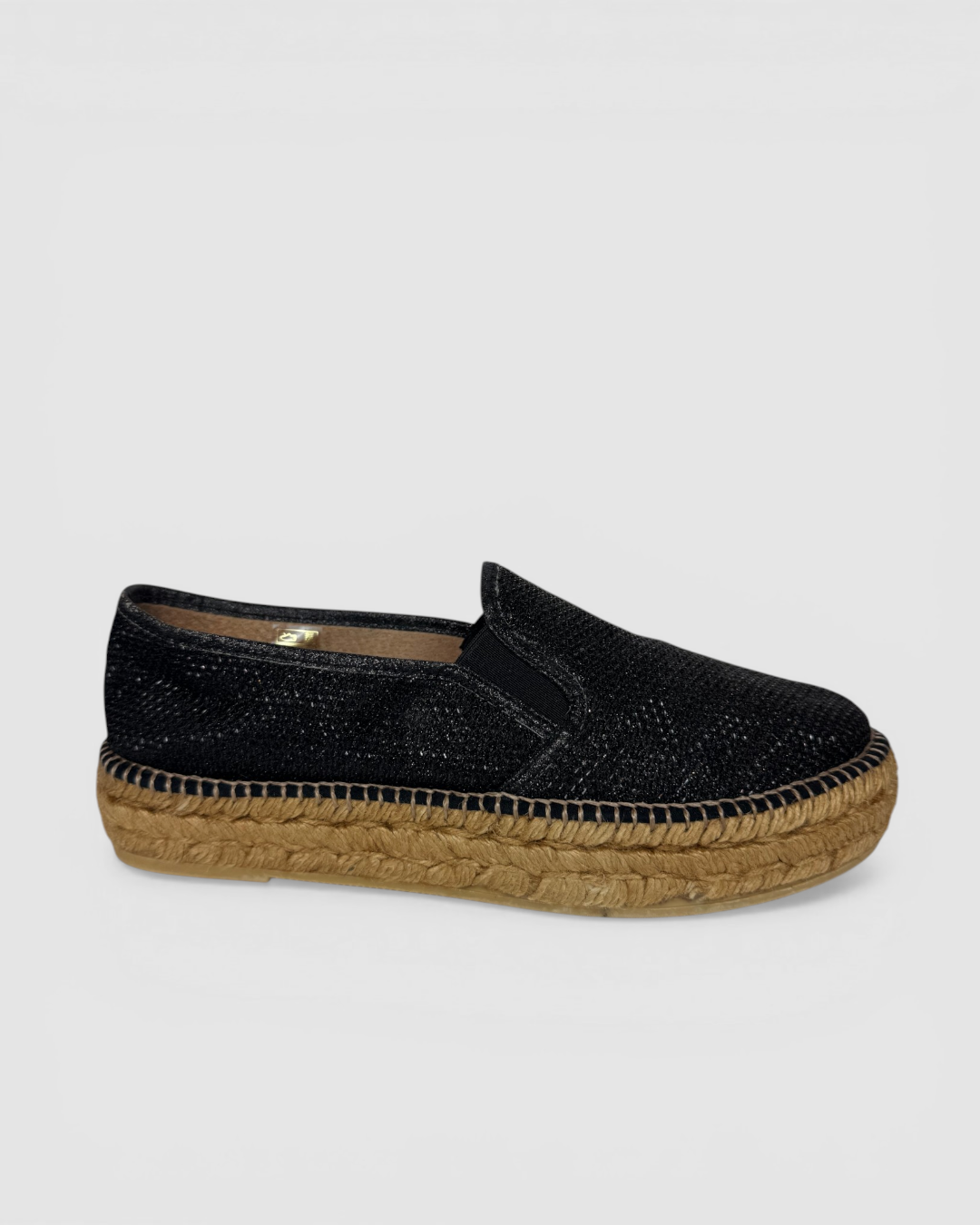 Gaimo Black Sparkle Slip On Espadrilles
