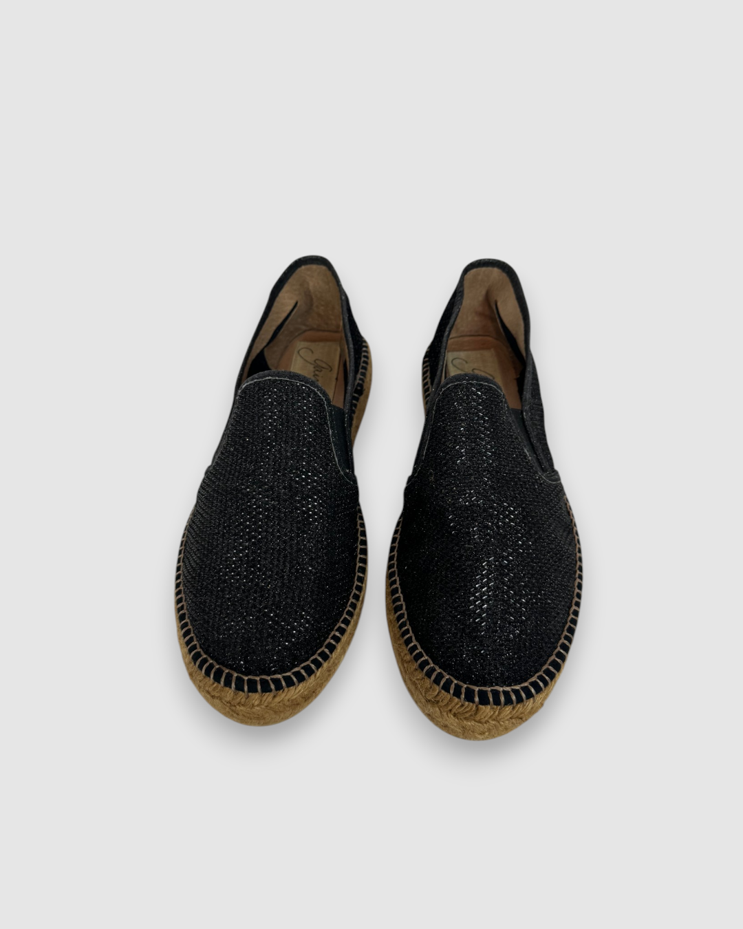 Gaimo Black Sparkle Slip On Espadrilles