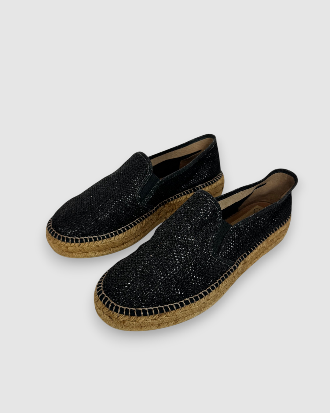 Gaimo Black Sparkle Slip On Espadrilles