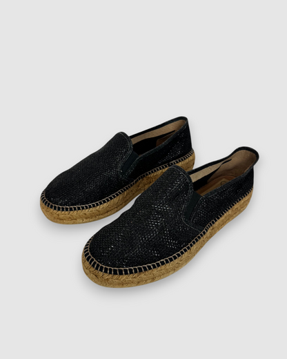 Gaimo Black Sparkle Slip On Espadrilles