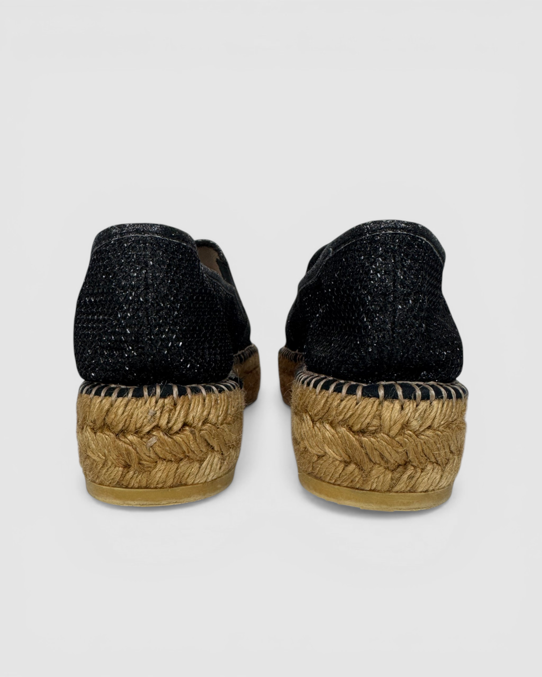 Gaimo Black Sparkle Slip On Espadrilles
