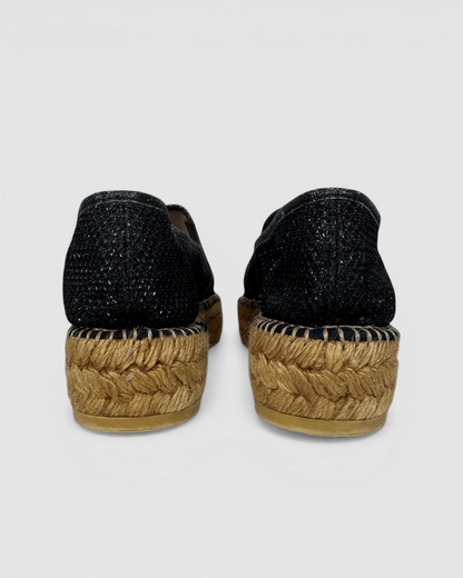 Gaimo Black Sparkle Slip On Espadrilles