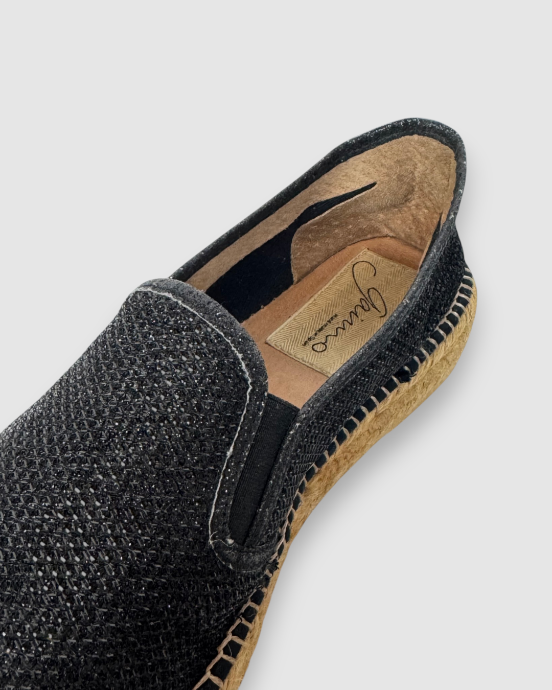 Gaimo Black Sparkle Slip On Espadrilles
