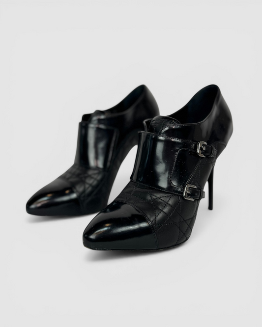 HAS DUSTBAG - Christian Dior Black "City Cannage Quilted Boot Buckle" Pump