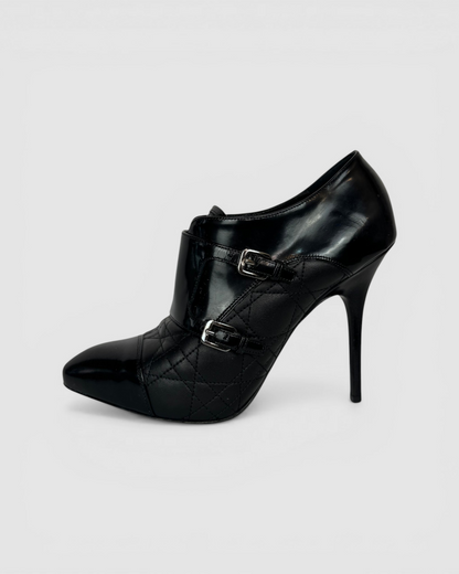 HAS DUSTBAG - Christian Dior Black "City Cannage Quilted Boot Buckle" Pump