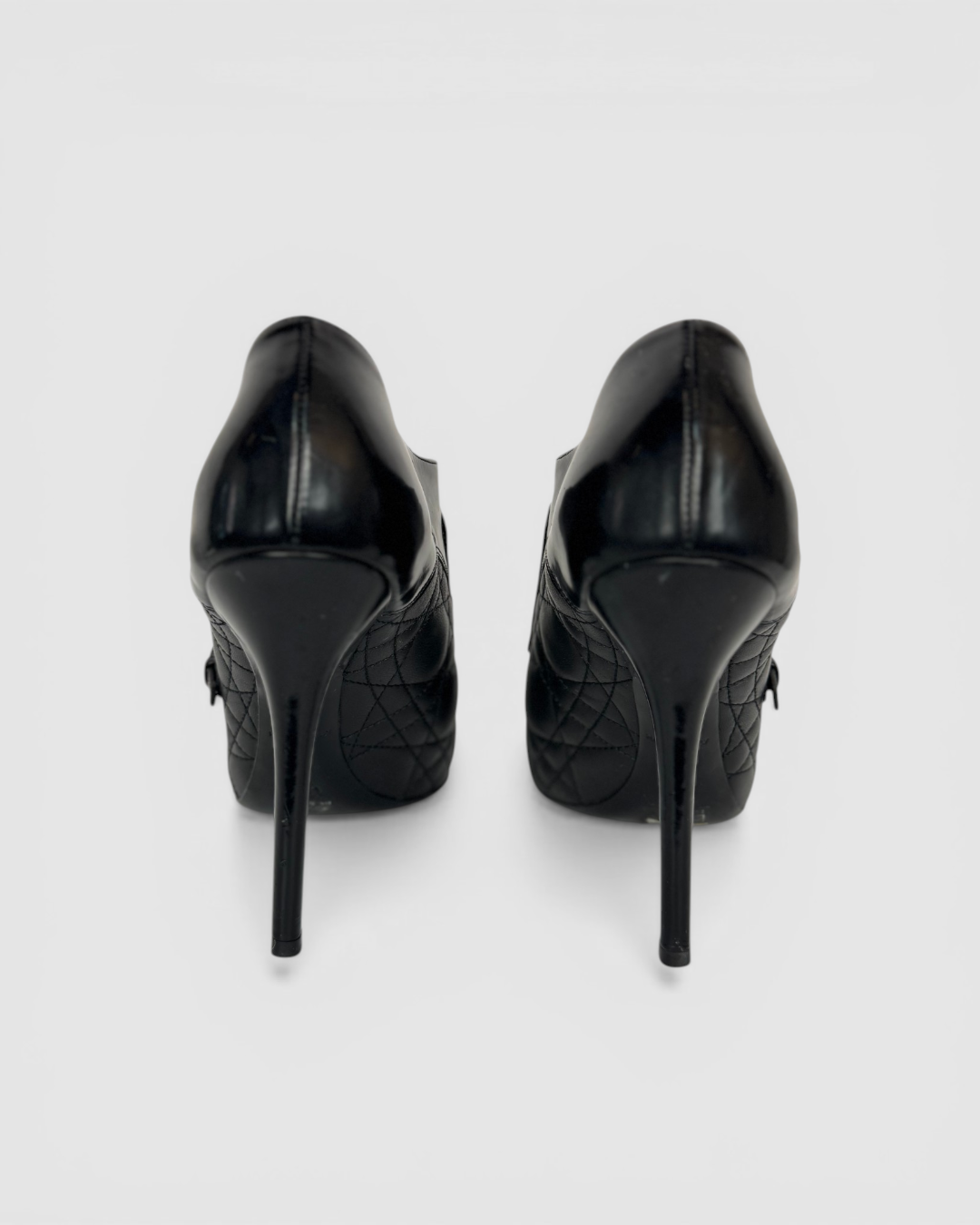 HAS DUSTBAG - Christian Dior Black "City Cannage Quilted Boot Buckle" Pump