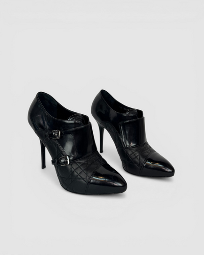 HAS DUSTBAG - Christian Dior Black "City Cannage Quilted Boot Buckle" Pump