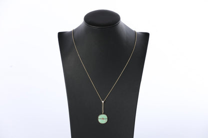 Retrouvai 14k Yellow Gold, Green Turquoise Compass Pendant Necklace w Diamond &  Lotus Garnet Cabochon