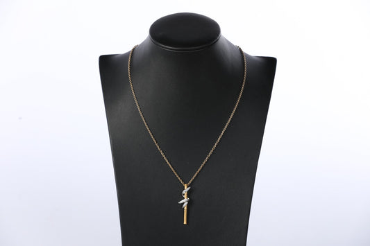 Carerra y Carerra 18k Yellow Gold & Diamond Tao Bamboo Stick Pendant Necklace