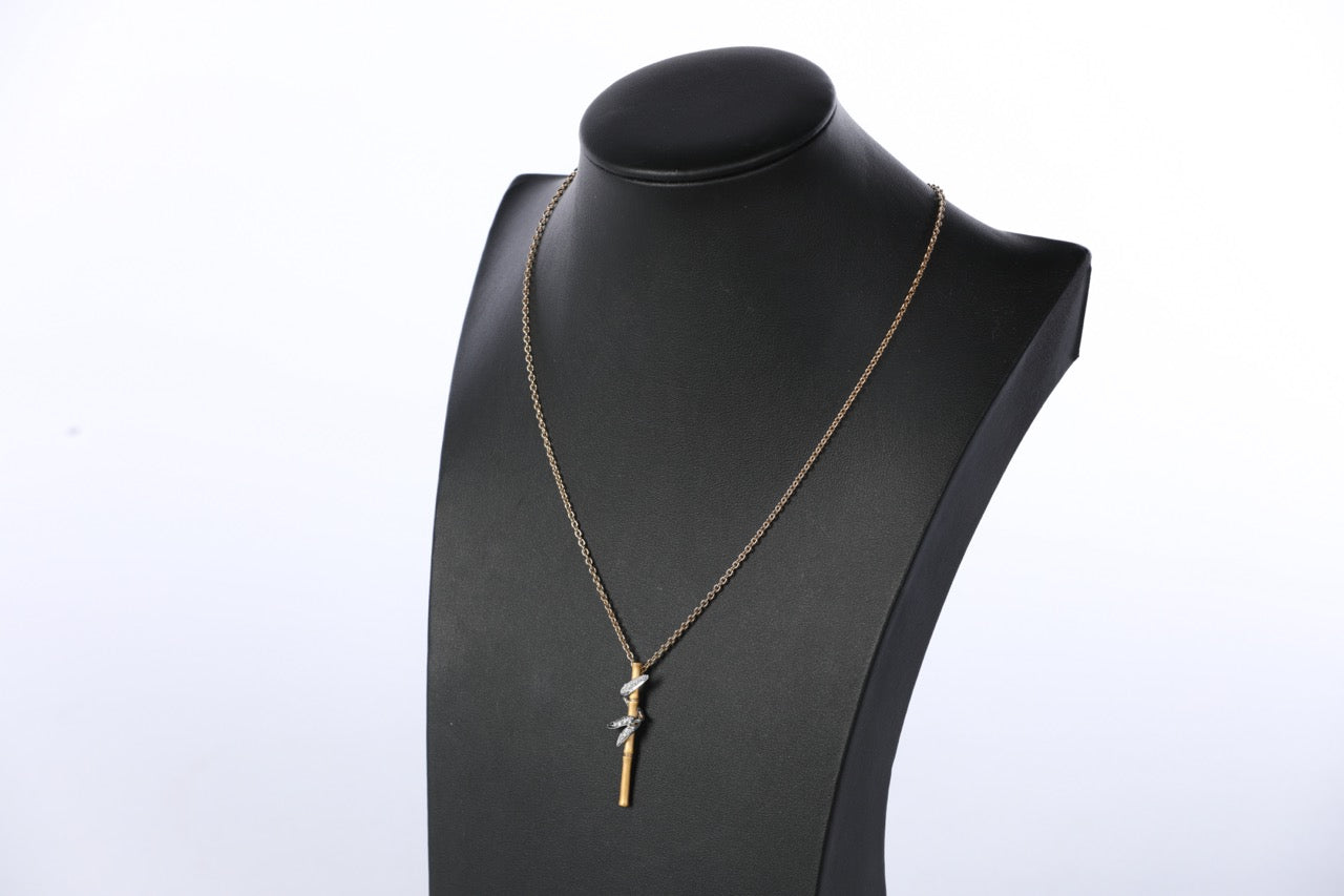 Carerra y Carerra 18k Yellow Gold & Diamond Tao Bamboo Stick Pendant Necklace