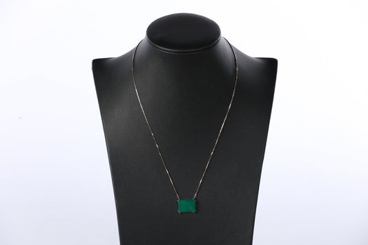 Aliita 9k Yellow Gold Green Agate Necklace