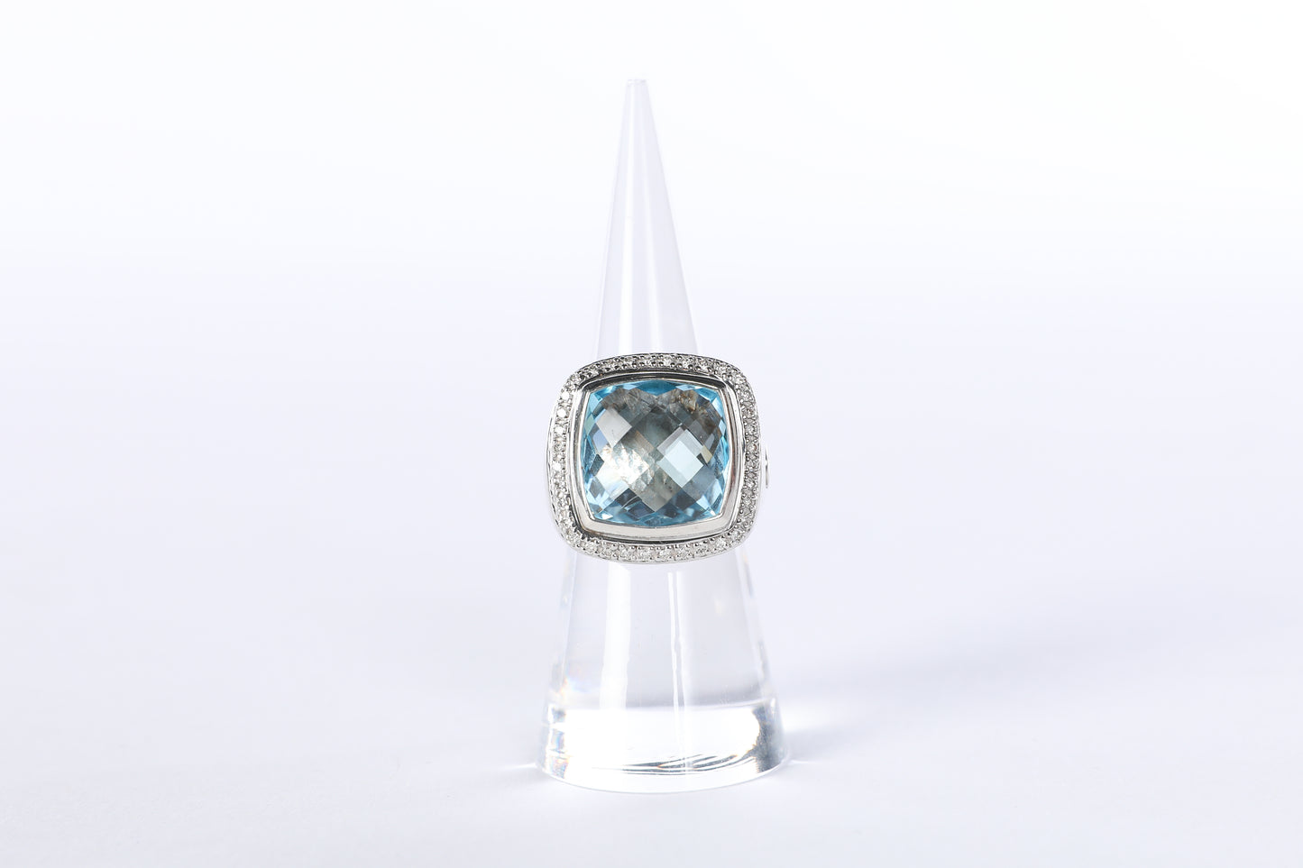 David Yurman Albion® Ring Sterling Silver with Blue Topaz and Diamonds, 14mm (Size 6)