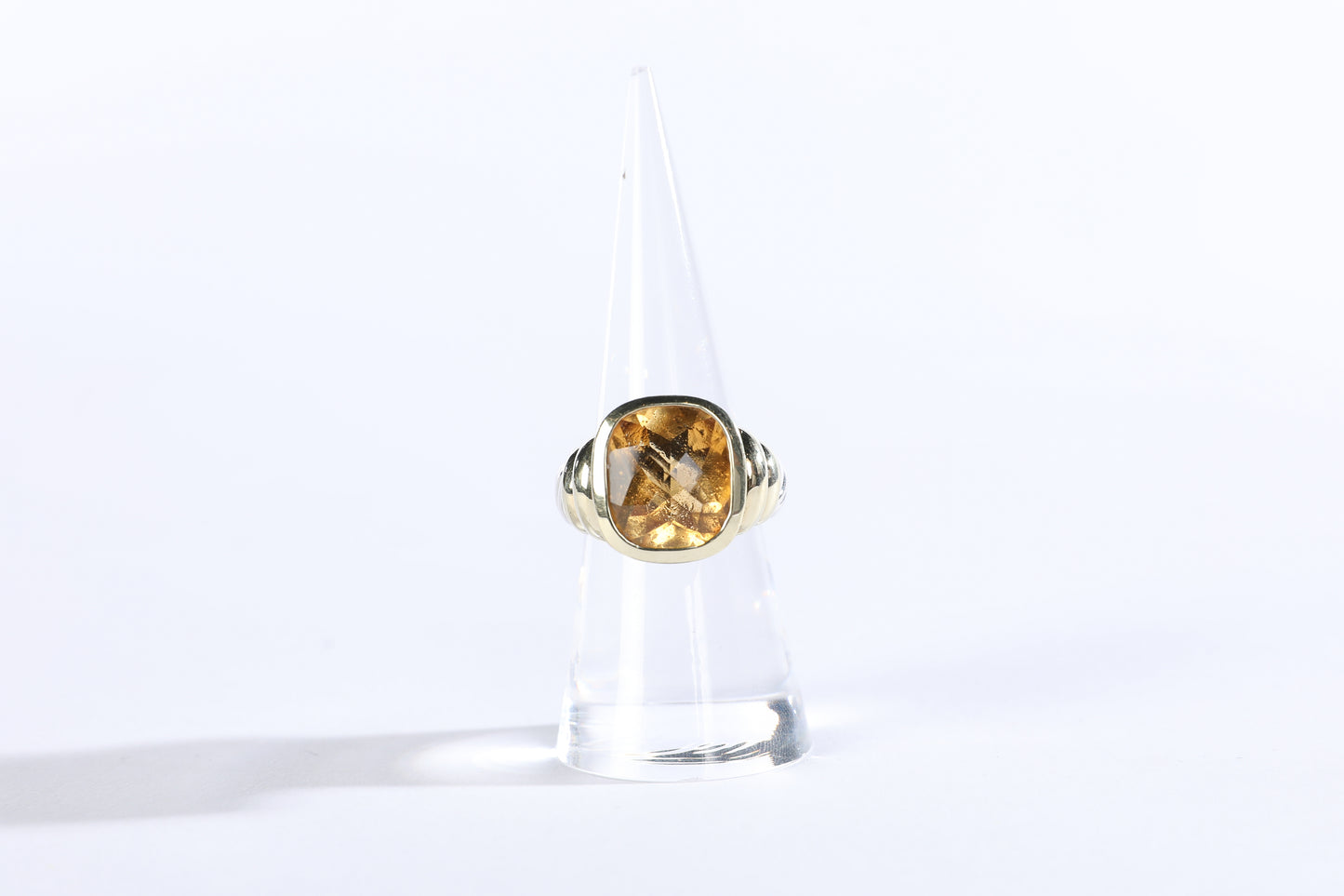 David Yurman 14k Gold & Sterling Silver Citrine "Noblesse" Cocktail Ring (Size 7)