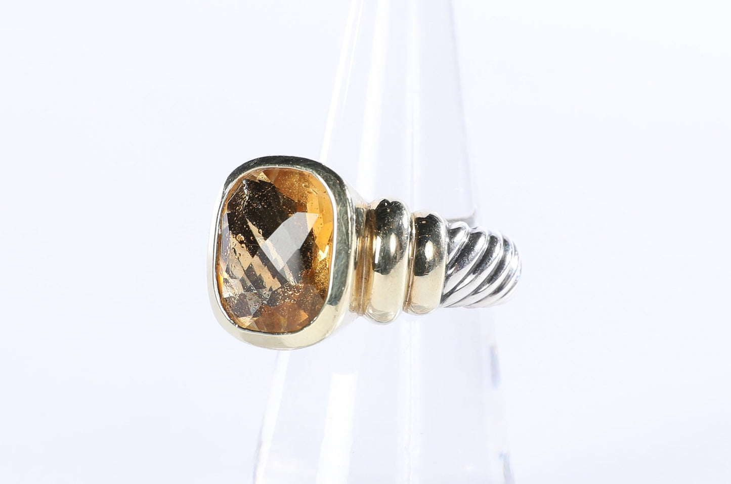 David Yurman 14k Gold & Sterling Silver Citrine "Noblesse" Cocktail Ring (Size 7)