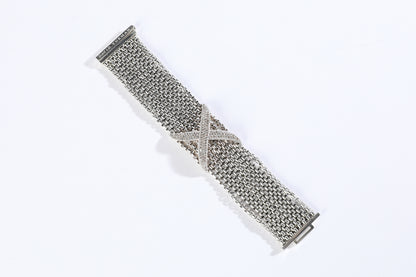 Vintage David Yurman Sterling Silver & 18k White Gold Diamond 'X' Eight Strand Box Cable Bracelet - 2.40 CTW