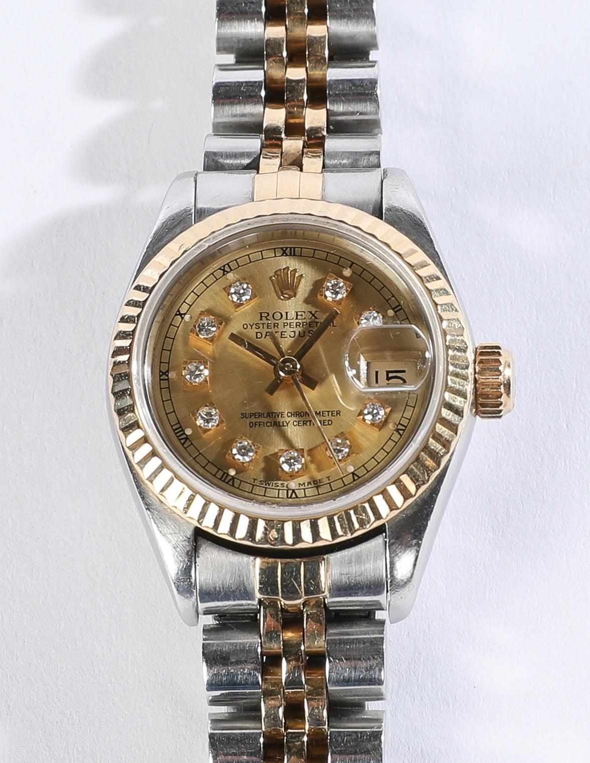 Rolex Datejust Oyster Perpetual 18k Gold & Steel, Jubilee Bracelet, Dial champagne, 10 Diamonds