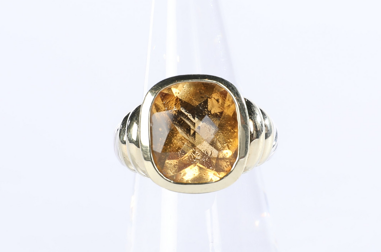 David Yurman 14k Gold & Sterling Silver Citrine "Noblesse" Cocktail Ring (Size 7)