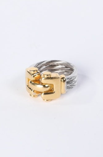 Philippe Charriol 18K Gold & Silver Alloy "Biarritz" Cable Ring