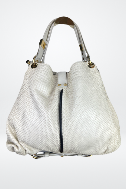 Jimmy Choo Python Leather Trimmed Tote