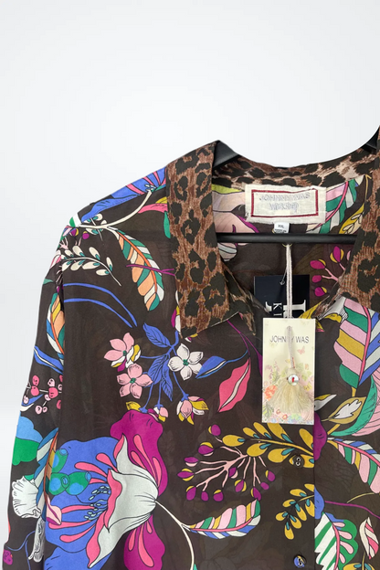 Johnny Was Floral Collared Three-Quarter Sleeve Blouse NWT