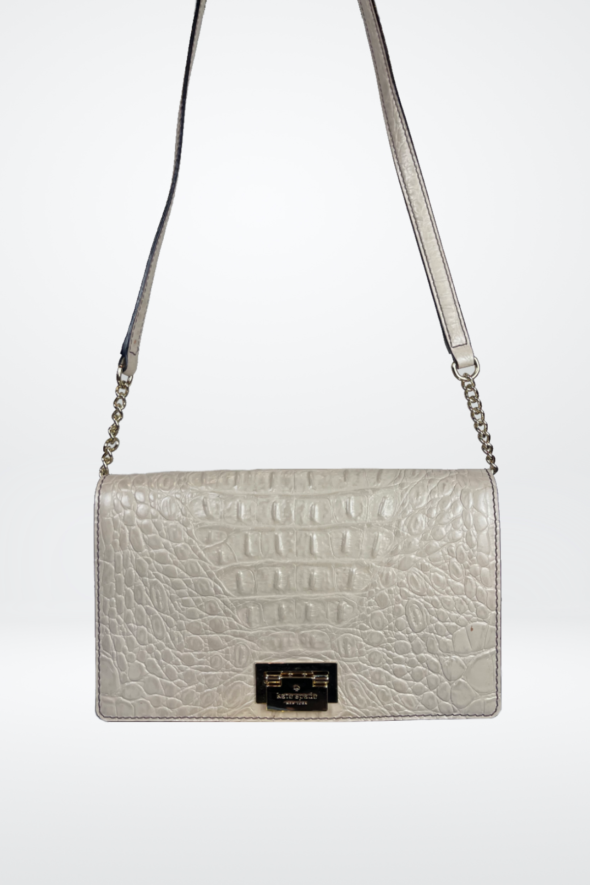 Kate Spade Crocodile Pattern Front Buckle Clasp Handbag