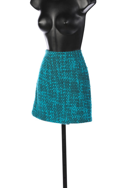 Alice + Olivia Turquoise & Black Tweed Mini Skirt NWT