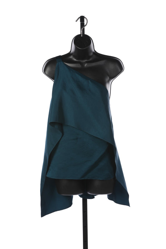 Narciso Rodriguez Deep Teal One Shoulder Asymmetrical Top