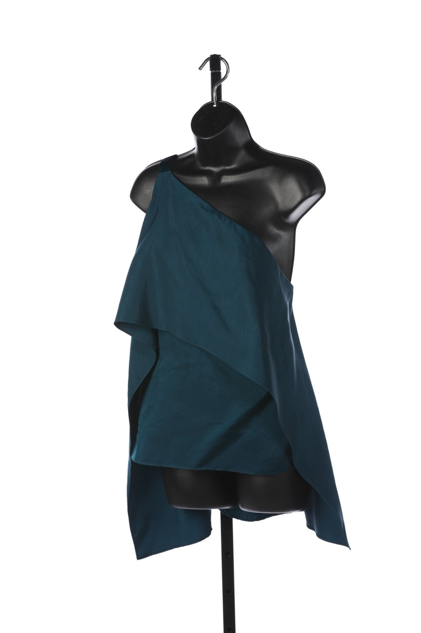 Narciso Rodriguez Deep Teal One Shoulder Asymmetrical Top