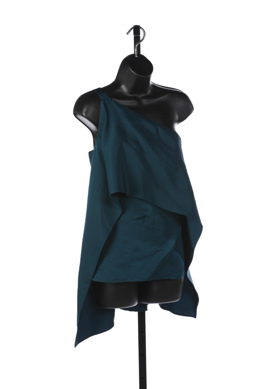 Narciso Rodriguez Deep Teal One Shoulder Asymmetrical Top