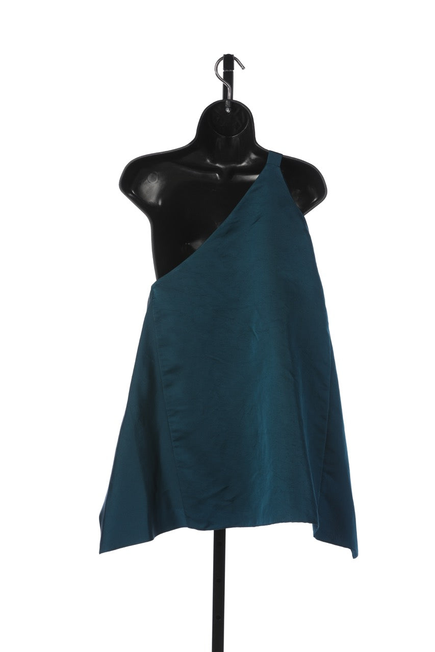 Narciso Rodriguez Deep Teal One Shoulder Asymmetrical Top