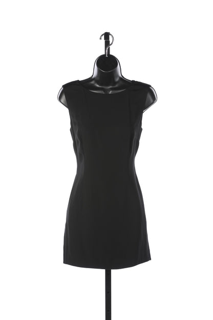 Dolce & Gabbana Black Square-Neck Sleeveless Knee-Length Dress w/ Slits Up the Sides