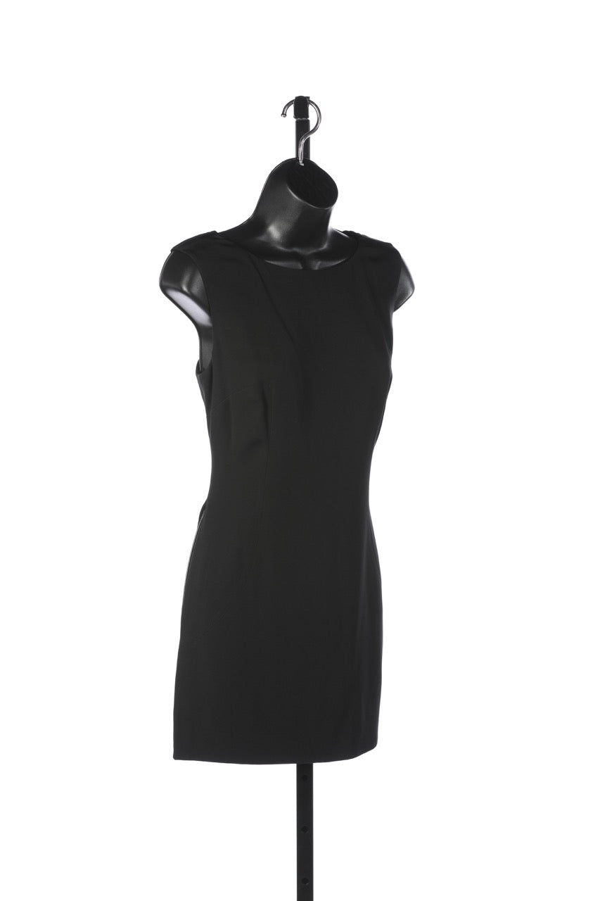 Dolce & Gabbana Black Square-Neck Sleeveless Knee-Length Dress w/ Slits Up the Sides