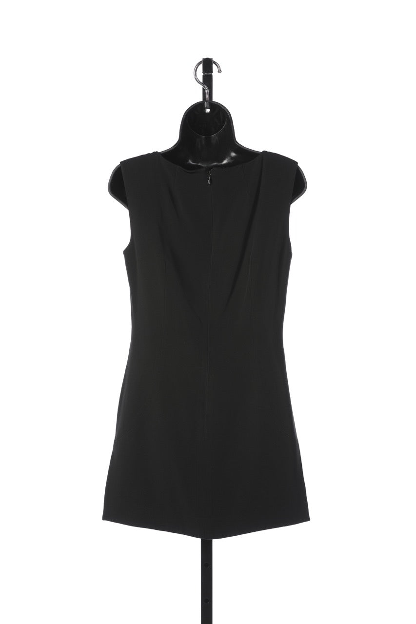 Dolce & Gabbana Black Square-Neck Sleeveless Knee-Length Dress w/ Slits Up the Sides