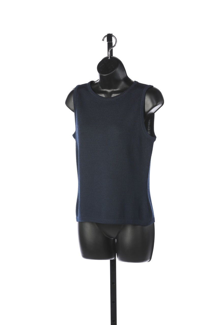 SJK St. John Navy High Neck Sleeveless Sweater