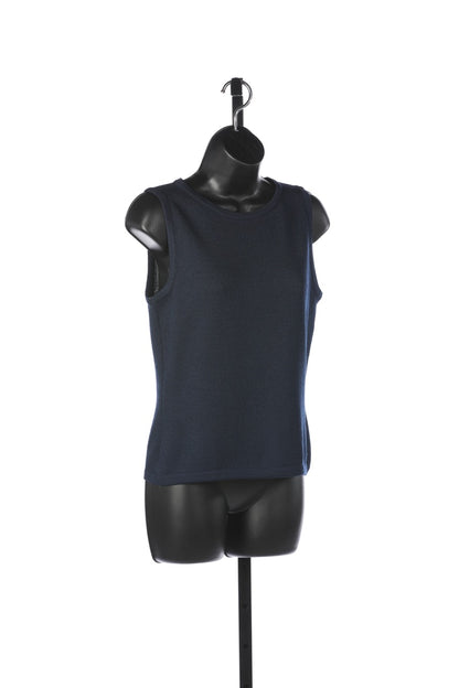 SJK St. John Navy High Neck Sleeveless Sweater