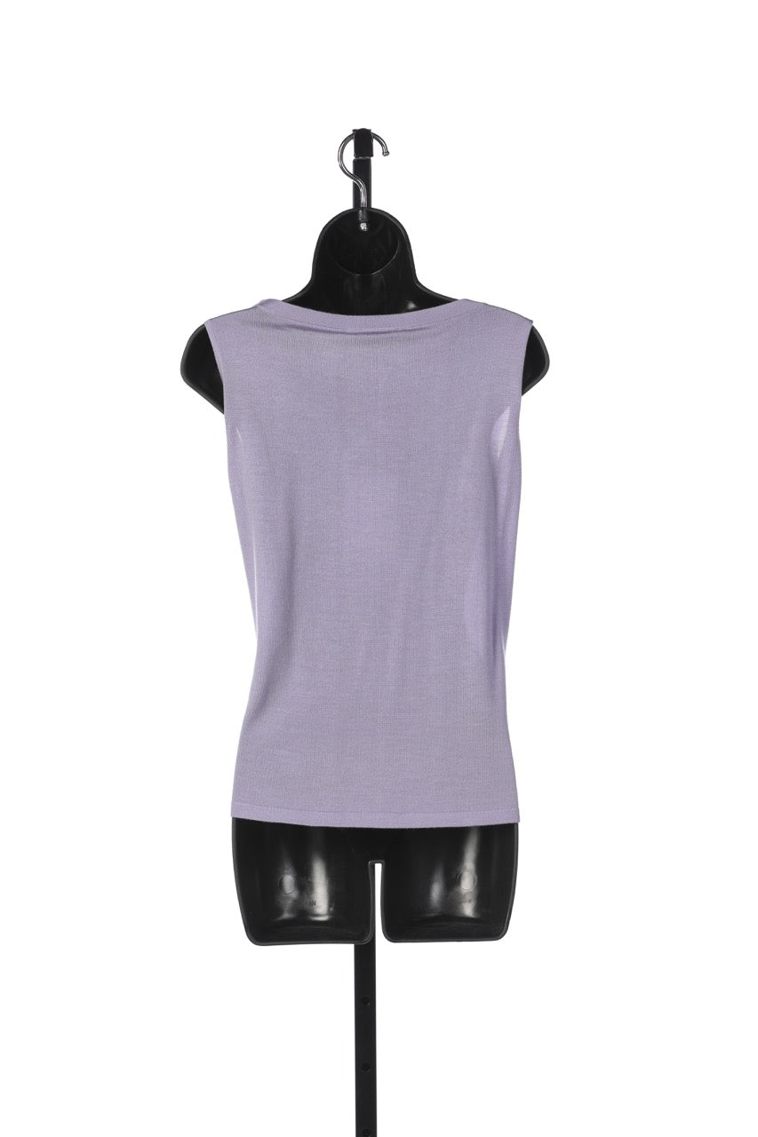 St. John Lilac Purple Wool/Silk/Cashmere Blend Knit Tank Top NWT