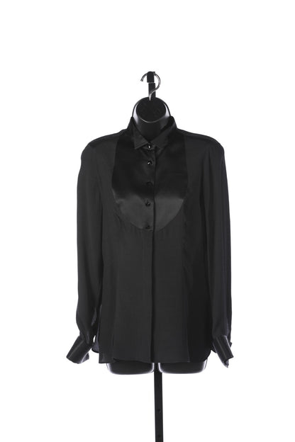 Giorgio Armani Silk Long Sleeve Tuxedo Blouse