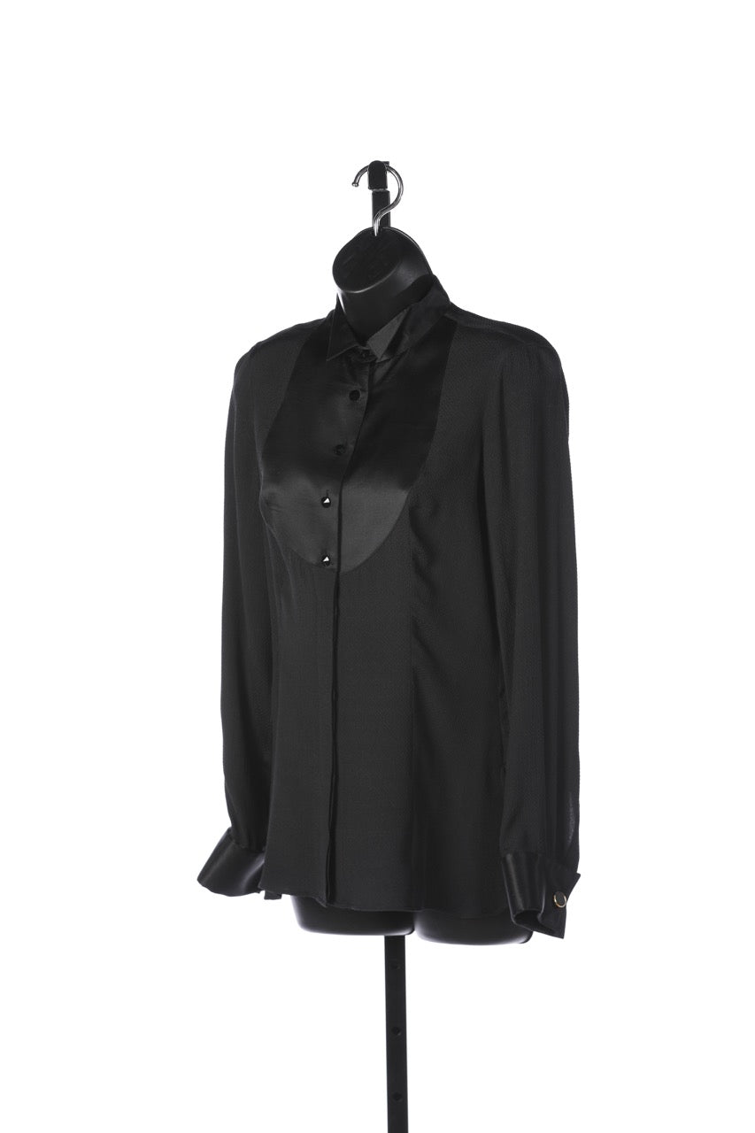 Giorgio Armani Silk Long Sleeve Tuxedo Blouse