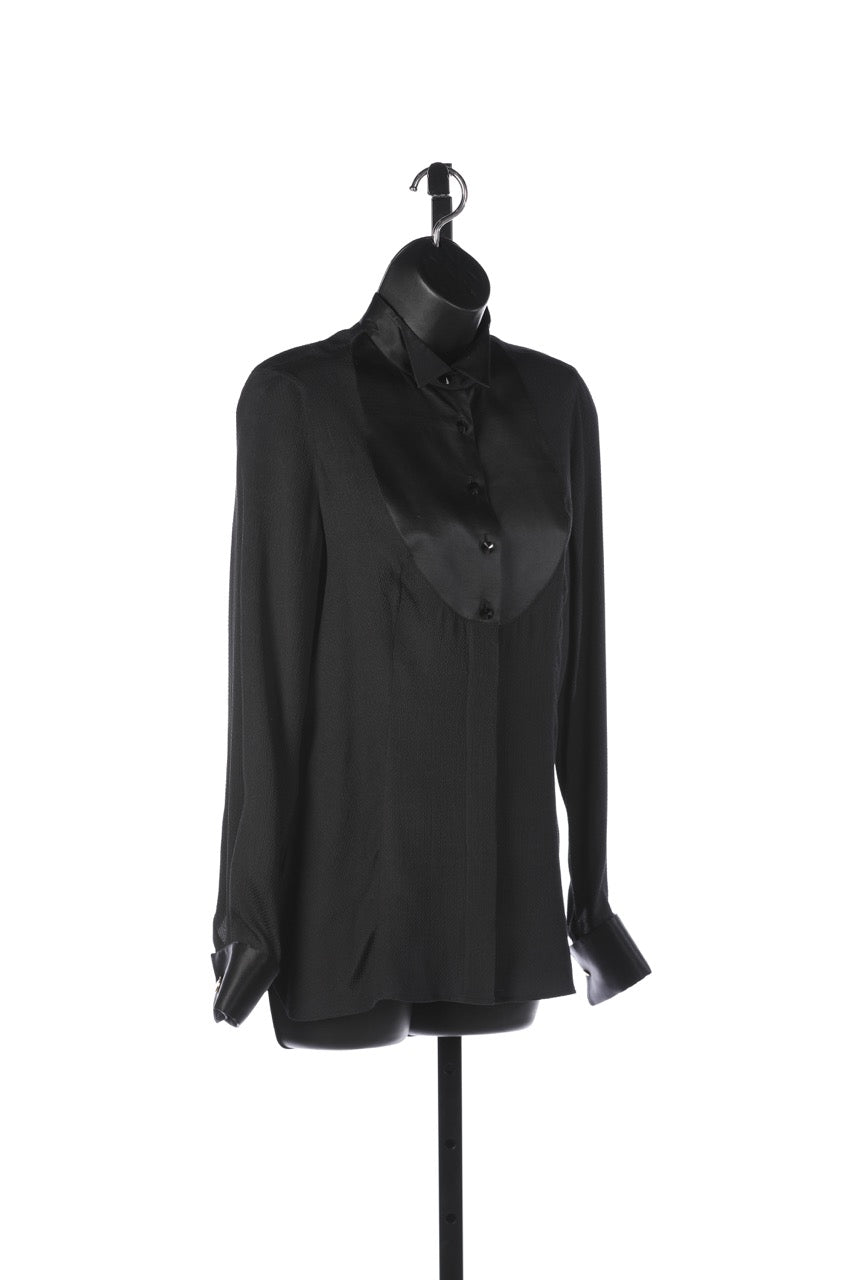 Giorgio Armani Silk Long Sleeve Tuxedo Blouse